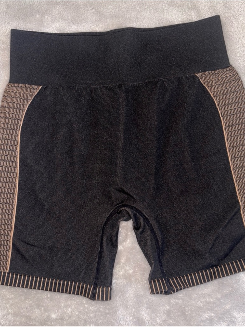 Forever 21 Black High-Waist Bike Shorts with Brown Side Panels